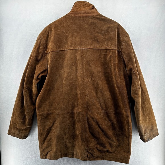 Vintage Merona Suede Leather Coat Jacket Men's Large Cowhide Quilted Brown - Picture 11 of 16
